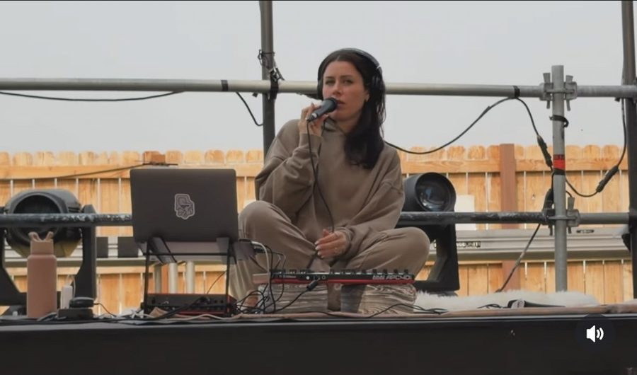 Taylor Hadden performing a sound bath